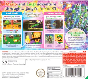 Mario & Luigi - Dream Team Bros. (Europe)(En,Fr,Ge,It,Es,Nl,Pt,Ru) box cover back